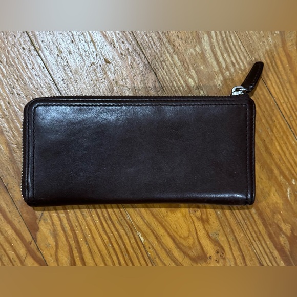Coach Dark Brown Leather Zip Wallet - Picture 2 of 8